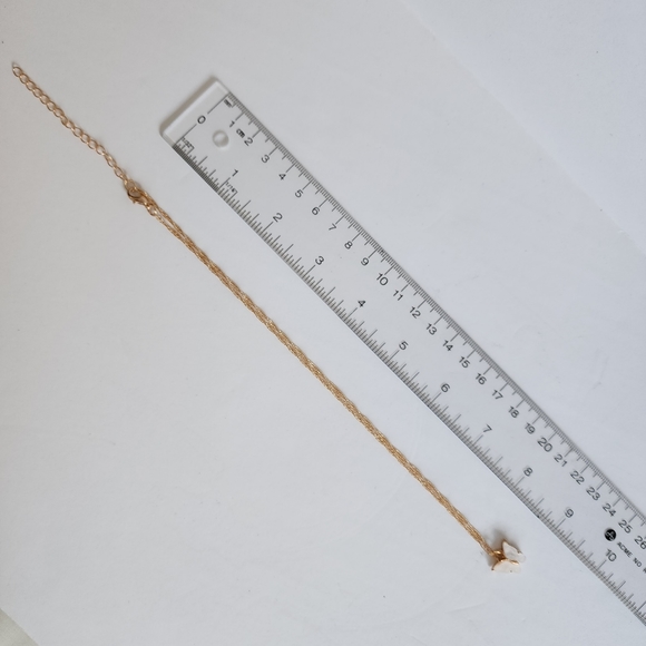 Gold Tone White Butterfly Pendant Necklace - Picture 10 of 11